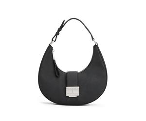 Schultertasche TOMMY JEANS "TJW CRUSH SHOULDER BAG", Damen, Gr. B/H/T: 25,5cm x 22,2cm x 6,5cm, schwarz, Lederimitat, Taschen Schultertasche, Damen Hobo, Umhängetasche, Tragetasche mit Logo-Schmuckele