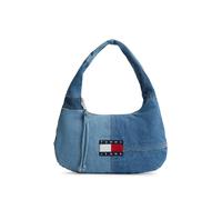Schultertasche TOMMY JEANS "TJW DENIM PATCHWORK SHOULDER BAG", Damen, Gr. B/H/T: 38cm x 22cm x 0,5cm, blau (denim), Baumwolle, Taschen Schultertasche, Damen Schultertasche, Umhängetasche, Cross-Body B