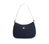 Schultertasche TOMMY JEANS "TJW ESS DAILY SHOULDER BAG", Damen, Gr. B/H/T: 25cm x 18cm x 8cm, nachtblau, Textil, Taschen Schultertasche, Damen Umhängetasche, Handtasche, Tragetasche mit Logo-Aufnäher