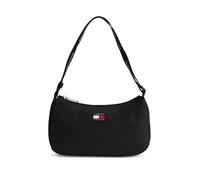 Schultertasche TOMMY JEANS "TJW ESS DAILY SHOULDER BAG", Damen, Gr. B/H/T: 27cm x 15cm x 8,5cm, schwarz, Textil, Taschen Schultertasche, Damen Handtasche, Umhängetasche mit Logoschriftzug auf dem Riem