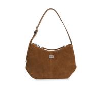 Schultertasche TOMMY JEANS "TJW SLOUCHY SUEDE SHOULDER BAG", Damen, Gr. B/H/T: 29,5cm x 20cm x 1cm, braun, Leder, Taschen Schultertasche, Tragetasche, Schultertasche, Handtasche mit Ziernaht (76072304