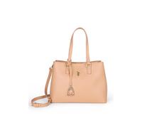 Schultertasche U.S. POLO ASSN. "JONES DOUBLE HANDLE BAG Damen", Damen, Gr. B/H/T: 13cm x 21cm onesize, beige (camel), Polyurethan, Taschen Schultertasche, Schultertasche Damen, Shopper, Handtasche, Fa