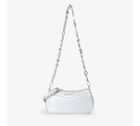 Schultertasche VALENTINO BAGS "ELLY", Damen, Gr. B/H/T: 20cm x 10cm x 3cm, silber (silberfarben), Lederimitat, metallic, Taschen Schultertasche, Damen Abendtasche mit markanter Logoverzierung an der U