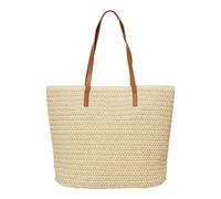 Schultertasche VERO MODA "VMSISSO BEACH BAG NOOS", Damen, Gr. B/H/T: 47cm x 40cm x 17cm, crème brûlée, Papierstroh, unifarben, Taschen Schultertasche (10583118-0) crème brûlée