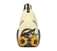Schultertaschen für Damen und Herren, Faultier-Sonnenblumen-Rucksack, verstellbarer Gürtel, Bauchtasche, Bauchtasche für Reisen, Sport, Laufen, Wandern, Hüfttasche, Schwarz, Einheitsgröße, Schwarz ,