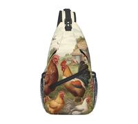 Schultertaschen für Damen und Herren, Hühner und Bauernhof, verstellbarer Gürtel, Bauchtasche, Bauchtasche für Reisen, Sport, Laufen, Wandern, Hüfttasche, Schwarz, Einheitsgröße, Schwarz ,