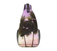 Schultertaschen für Damen und Herren, tropischer Baum, rosa, verstellbarer Gürtel, Bauchtasche, Bauchtasche für Reisen, Sport, Laufen, Wandern, Hüfttasche, schwarz, Einheitsgröße, Schwarz ,