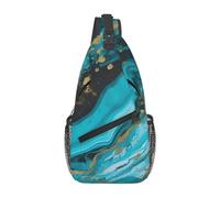 Schultertaschen für Damen und Herren, Türkis, Blau, Gold, Marmor, verstellbarer Gürtel, Bauchtasche, Bauchtasche für Reisen, Sport, Laufen, Wandern, Hüfttaschen, Schwarz, Einheitsgröße, Schwarz ,