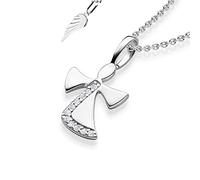 Schutzengel Kette Silber 925 Mädchen, Engel-Anhänger Halskette Kommunion | Kinder-Schmuck Erst-Kommunion Tauf-Geschenk Kommunionsgeschenk Konfirmation Firmung Geburt Taufe, Silberkette Kinderkette