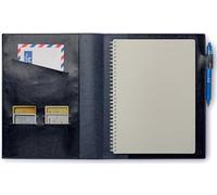 Schutzhülle aus veganem Leder, kompatibel mit Smart-Notebooks und Tagebüchern - mit verstellbarem Stifthalter, Dokumententaschen, Visitenkarten-Halter, Briefgröße 21,6 x 27,9 cm, Mitternachtsblau