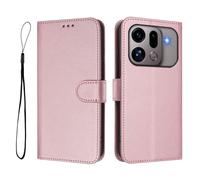 Schutzhülle für Oppo Find X9s Pro, RFID-blockierendes Rindsleder, Klappetui aus PU-Leder, mit Kartenhalter, Handschlaufe, Ständer und Magnetverschluss, diebstahlsicher, stoßfest, Rosa