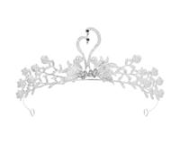 Schwanenkrone Kopfschmuck Hochzeit Braut Kristall Tiara Legierung Diamant Perle Haarschmuck Braut Hochzeit Prinzessin Strass Krone Schmuck Kopfschmuck (Weiß)
