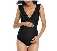 Schwangerschafts-Badeanzug, Damen, Einteiler, Umstands-Bikini, V-Ausschnitt, schwangerer Badeanzug mit abnehmbarem Brustpolster, gerafft, Strandbekleidung, Schwimmbekleidung, Thermalquelle, Swimwear