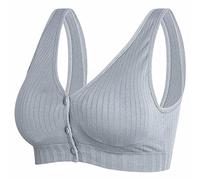 Schwangerschafts-BH in Übergröße, einfarbig, bequem, Öffnung vorne, für stillende Mütter, Sommer, bequemer Still-Bikini, grau, L