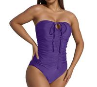 Schwarz Badeanzug Damen Große Größe Badeanzüge für Damen High Waist Bauchweg Sexy Bandeau Halterneck Monokini Für Mit Push Up Effekt Zum Schwimmen Am Strand Vintage Mode Schwimmanzug Monokini Sommer