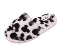 Schwarz-beigefarbene Hausschuhe/Latschen mit Pelzstoff Mickey Maus DISNEY 36/37 EU