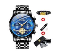 (Schwarz-Blau) Marken-Herrenuhr, klassisches römisches Zifferblatt, Luxus-Armbanduhr für Herren, Original-Quarzuhr,