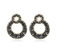 Schwarz Boho Ohrringe Gold Hängend für Damen Statement Kristall Perlenohrringe Hängend im Kreis Geschenke Schmuck für Strand und Party