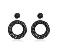 Schwarz Boho Ohrringe Hängend für Damen Elegante Statement Ohrringe Handgemachte Perlenohrringe Eleganter Schmuck für Party Hochzeit und Geschenke