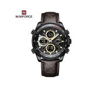 (Schwarz Braun) Neue Uhren für Männer Leder Herren Militär Sport Wasserdichte Uhr Quarz Armbanduhr Chronograph