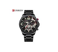 (Schwarz) Curren Fashion Quarzuhren Herren Casual Sport Armbanduhr mit Edelstahl Chronograph Zifferblatt