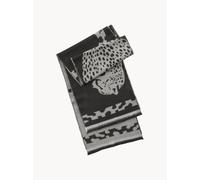 Schwarz Damen-Jacquard-Schal Leopard
