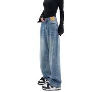 Schwarz Gerade Jeans Frauen Koreanische Mode Streetwear Hohe Taille Breite Bein Denim Hosen Weibliche Lose Wischen Jean Hosen Y2K