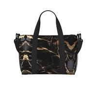 Schwarz Gold Marmor Damen Handheld-Crossbody Reisetasche Casual Handtasche mit Reißverschluss Geeignet für Arbeit Reisen Fitness Reisen Schwarz Einheitsgröße