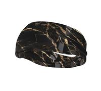 Schwarz-goldenes Marmor-Muster, Sport-Schweißband, Kopftuch, Stirnbänder für Damen und Herren, geeignet für Laufen, Yoga, Fitness, Fußball