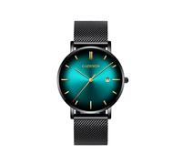 (Schwarz Grün) Luxus Herren Quarz Uhren Kontrast Zeiger Cat Eye Gradient Business Edelstahl