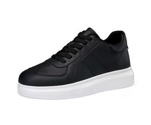 Schwarz Herren Schuhe Lässige Weiße Sneaker Mit Plateau Integrierter Höhenverstellung Für Gepolsterte Sohle Modernen Alltagslook Wasserfeste Schuhe Herren 45 Sneakers For Men Air Max Damen（Black, 45)