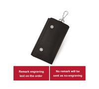 (Schwarz) KAVIS Schlüsselanhänger aus echtem Leder mit Gravur, kleiner Mini-Schlüsselhalter für Herren,