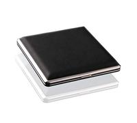 Schwarz Leder Metall Zigarettenetui Zigarettenrauch Halter Aufbewahrung Fall