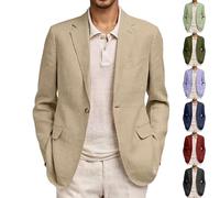 Schwarz Leinen Sakko Herren Sommer Blazer Zwei Knopf Leichte Sportmäntel Lange Ärmel Comfort Freizeitanzug Sportlich Anzugjacke Hochzeitsblazer Sportsakko Festliches Party Gradient Rosa Grün Rot xl m