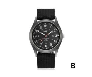 (Schwarz) Militär Armee Herren Datum Canvas Armband Analog Quarz Geschenk Uhr Sport P1L