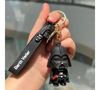 (Schwarz) Niedlicher PVC-weicher Cartoon Darth Vader Schlüsselanhänger Entzückender Silikon-Autoanhänger
