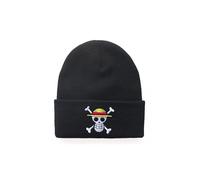 (Schwarz) One Piece Anime-Thema Pirat Monkey D. Luffy Muster Beanie Mütze für Männer Frauen Unisex Winter