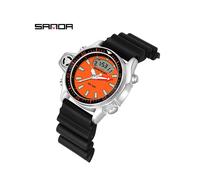 (Schwarz orange)SANDA Sport Herren Quarz Digitaluhr Kreative Taucheruhren Herren Wasserdichte Alarmuhr