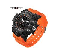 (Schwarz Orange) SANDA Sport Militär Herrenuhr Luxus LED Digitaluhr Fashion Outdoor Electron Quarz
