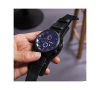 (Schwarz) Retro Herrenuhren Klassische Luxus-Business-Quarzuhr Mode Großes Zifferblatt Lederarmband