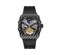 (Schwarz Rot) 2024 Herren-Skelettuhr, Automatik, Tourbillon, Vintage-Stil, Tonneau-Zifferblatt, Luxusuhren