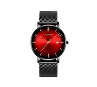 (Schwarz Rot) Luxus Herren Quarzuhren Kontrast Zeiger Cat Eye Gradient Business Edelstahlarmband