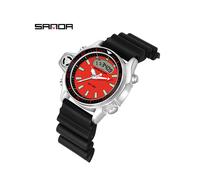 (Schwarz rot) SANDA Sport Männer Quarz Digitaluhr Kreative Taucheruhren Männer Wasserdichte Alarmuhr