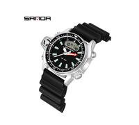 (Schwarz)SANDA Sport Männer Quarz Digitaluhr Kreative Taucheruhren Männer Wasserdichte Alarmuhr Dual