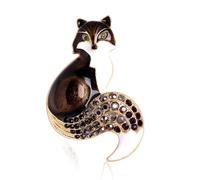 (Schwarz) Strass Emaille Fuchs Broschen für Frauen Tier Party Kausal Brosche Pins Geschenke