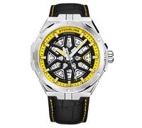 Schwarz und Gelb Gio Schweizer Automatik 44mm Skeleton Einheitsgröße