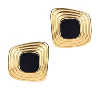 Schwarz und Gold Geometrische Ohrringe für Frauen, Retro Unregelmäßig Klobig Quadratische Ohrstecker Edelstahl Statement Schmuck für Urlaub Geburtstag Geschenk