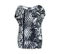 Schwarz-weiß bedrucktes, eiförmiges Jersey-Oberteil - Viskosemischung M