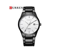 (Schwarz Weiß) Modische, schlichte Herrenuhr, schmales Stahlarmband, wasserdichte Armbanduhr für Herren,