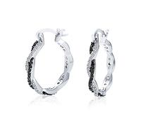 Schwarz Weiß Zirkonia Pave CZ Formale Mode Romantische Liebe Knoten Symbol Spiral Infinity Twist Große Creolen Für Frauen Versilbert